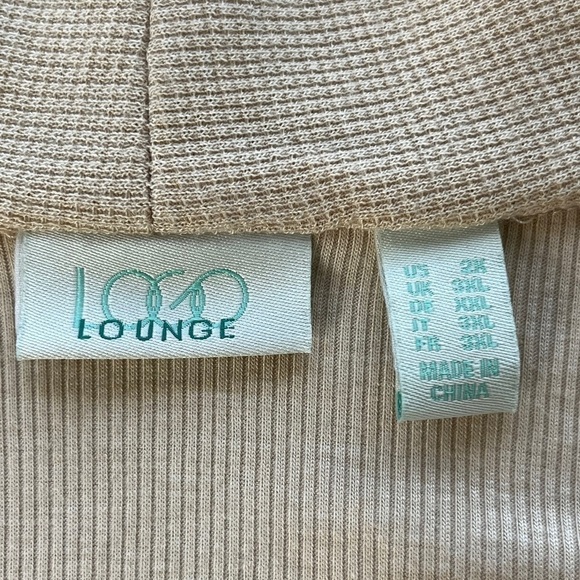 LOGO Lounge Duster Cardigan long length, beige, plus size, cozy travel size 2X - Picture 11 of 16